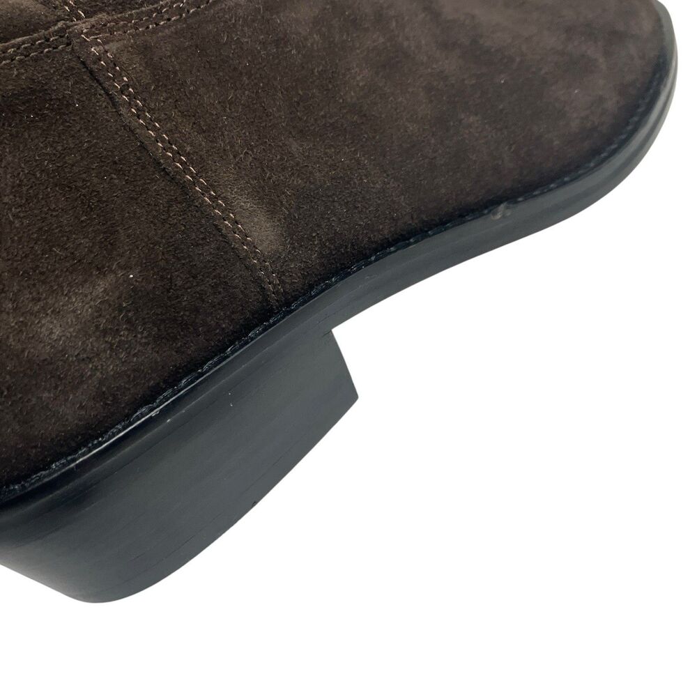 J Crew Brown Suede Mid Calf Pull On Leather Western Boots Ranch Luxe Womens 9 - Picture 5 of 14